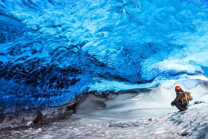 Grotte de glace dans le glacier de Skaftafell, Parc National de Vatnajökull