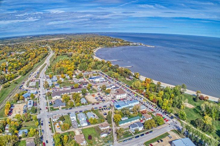Vue aérienne de Winnipeg Beach