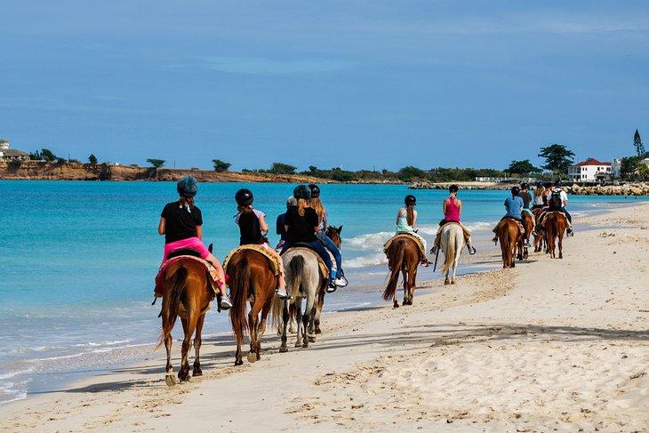 Pferdereiten am Strand in Antigua
