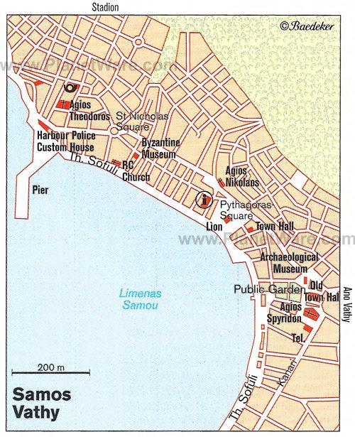 Samos Vathy Karte - Tourist Attractions
