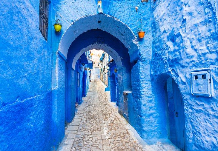 Calle en el pueblo azul de Chefchaouen