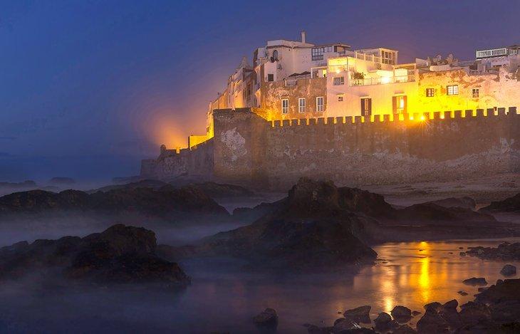 Castillo de Essaouira por la noche