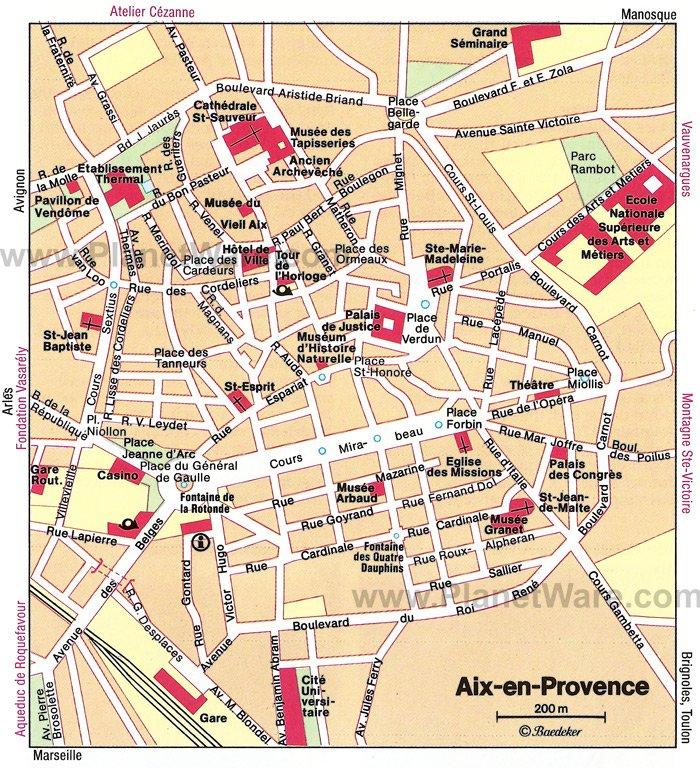 Aix-en-Provence Karte - Touristenattraktionen