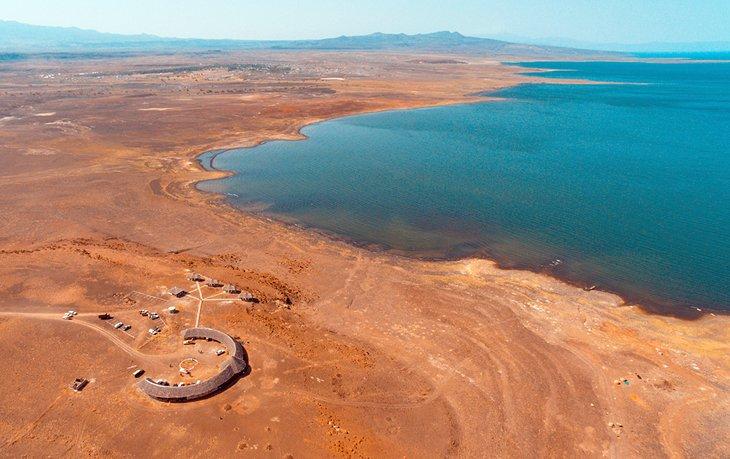 Vue aérienne du lac Turkana
