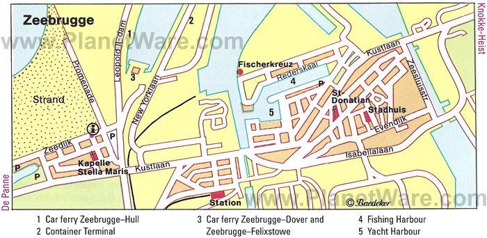 Mapa de Zeebrugge - Atracciones turísticas