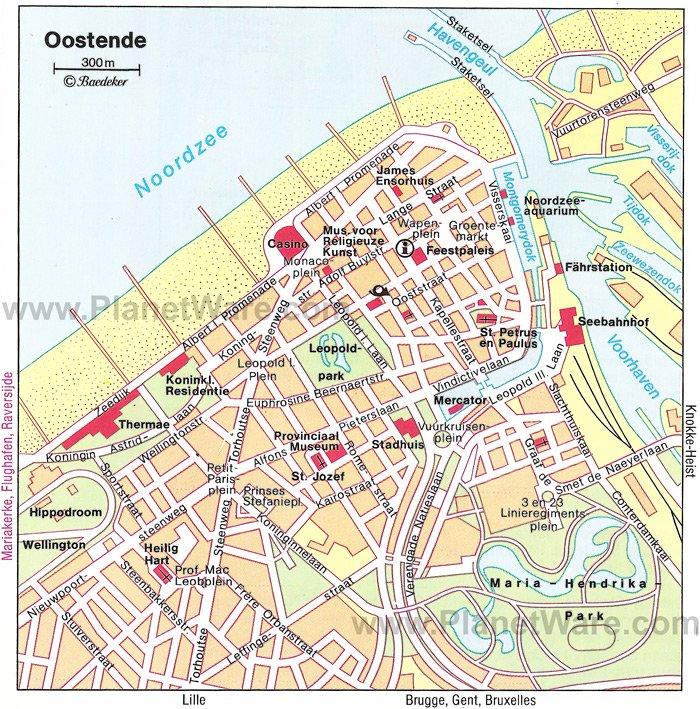 Mapa de Oostende - Atracciones turísticas