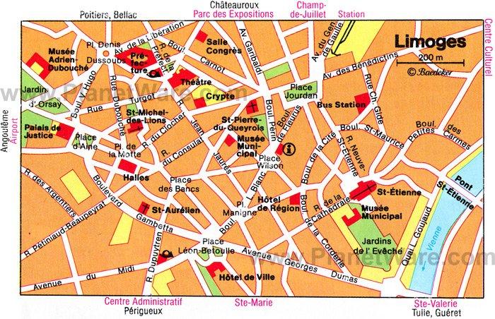 Mapa de Limoges - Atracciones Turísticas