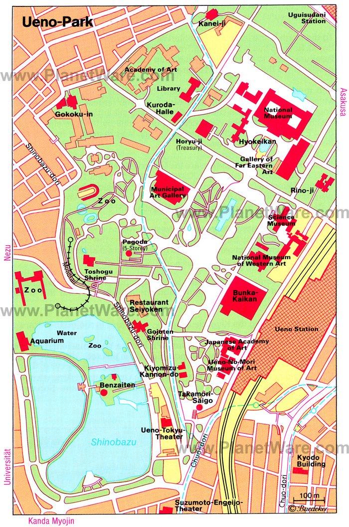 Parque Ueno - Mapa del plano de planta