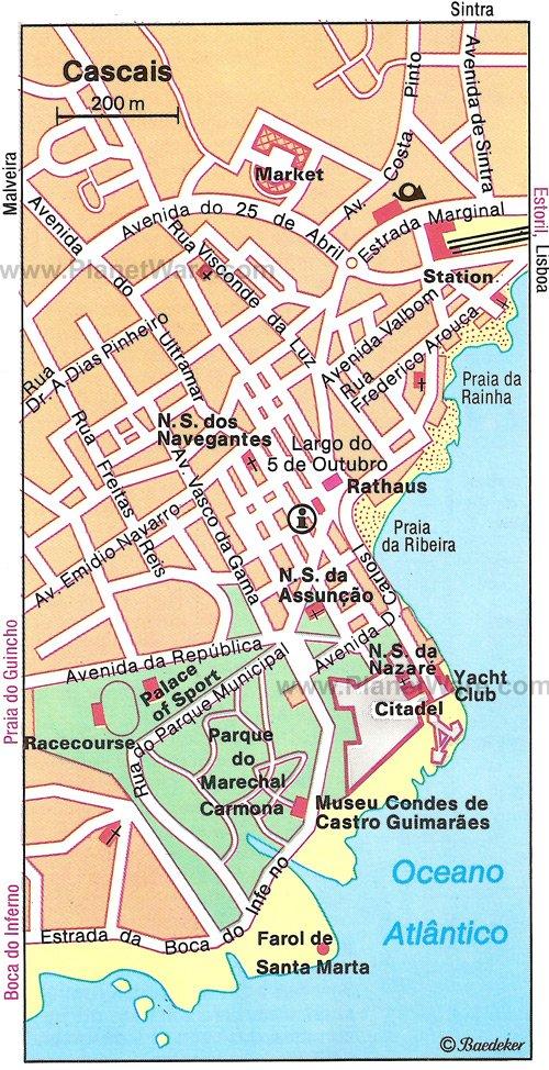 Carte de Cascais - Attractions touristiques