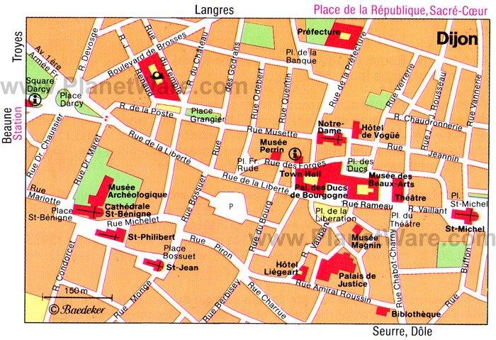 Mapa de Dijon - Atracciones Turísticas