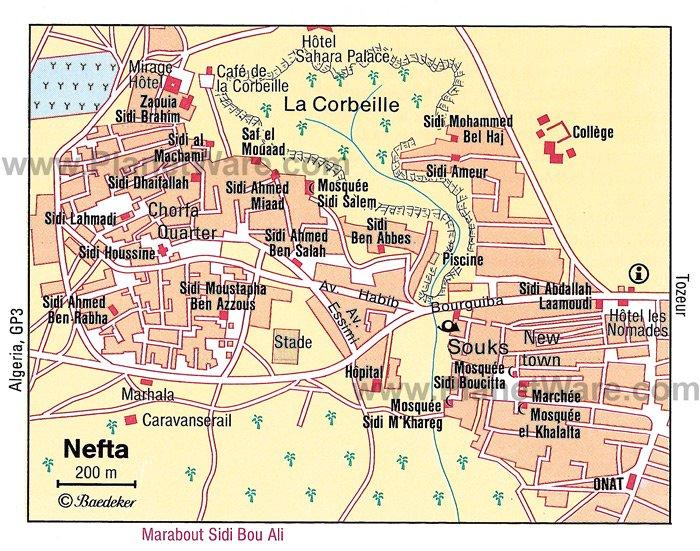 Carte de Nefta - Attractions touristiques