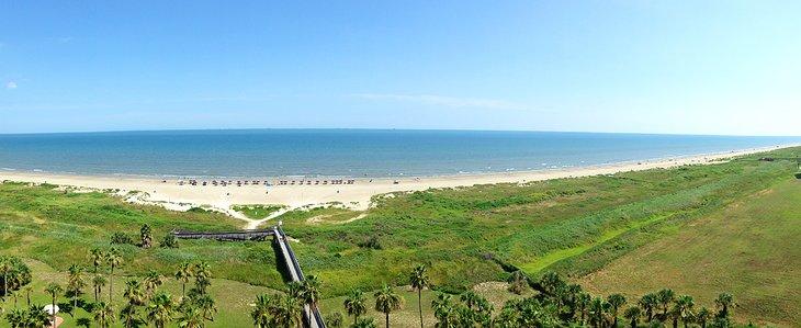 Vue aérienne de East Beach, Galveston