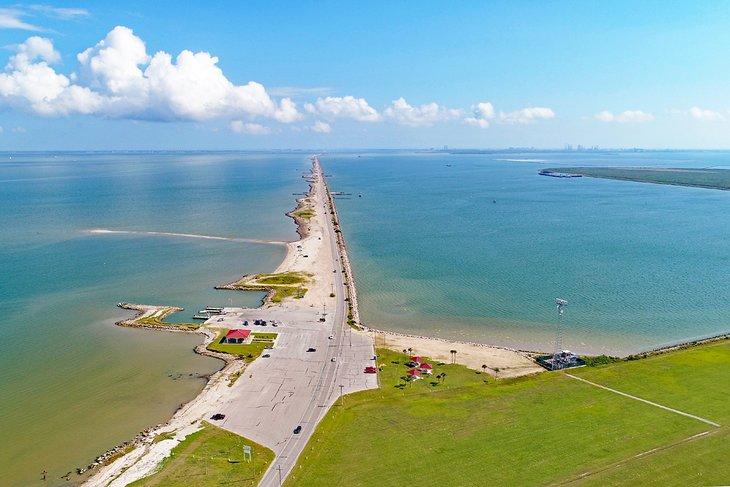 Vue aérienne du Texas City Dike