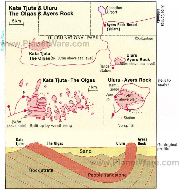 Kata Tjuta, Uluru, The Olgas, & Ayers Rock - Plan du site