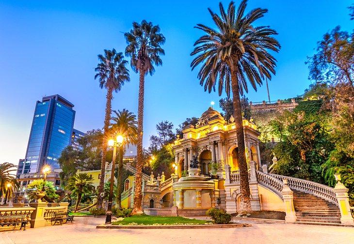 La Fuente de Neptuno en Cerro Santa Lucía en Santiago