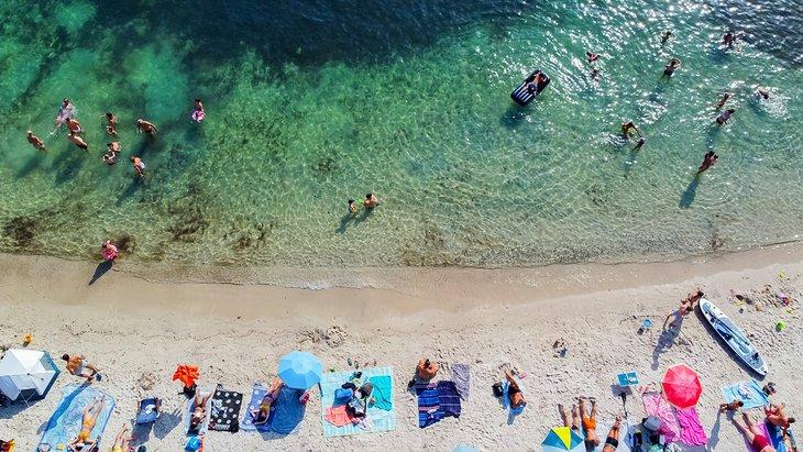 Vista aérea de la playa de Ondes, Cap d'Antibes