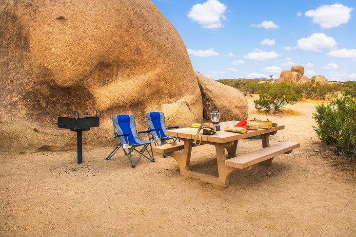 Sitio de campamento en el Parque Nacional Joshua Tree