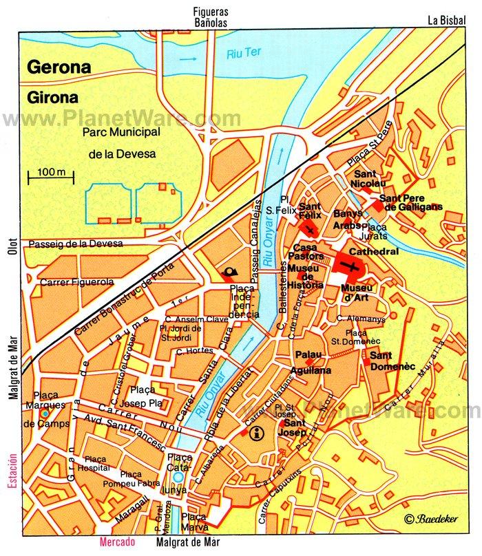 Mapa de Gerona - Atracciones Turísticas