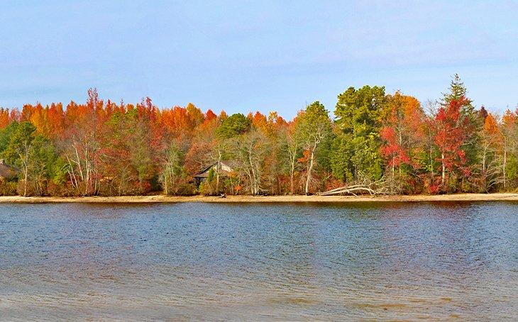 Colores de otoño a lo largo del Lago Atsion