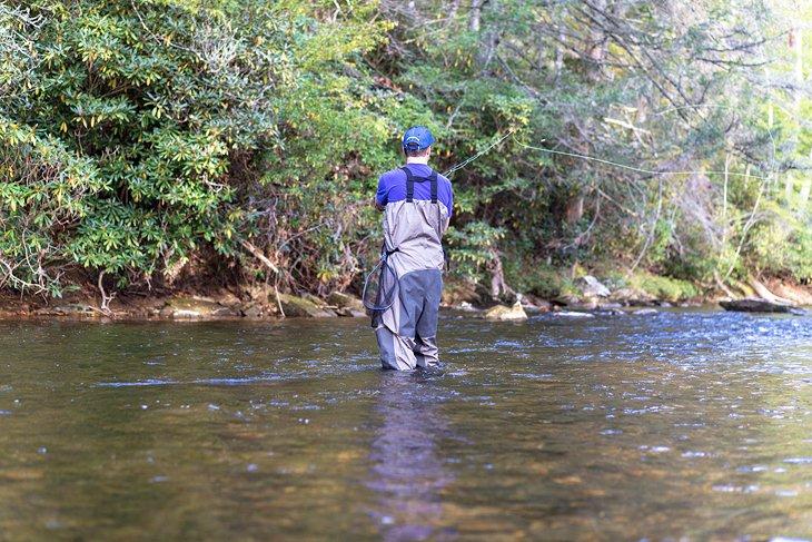 Pesca en el río Oconaluftee