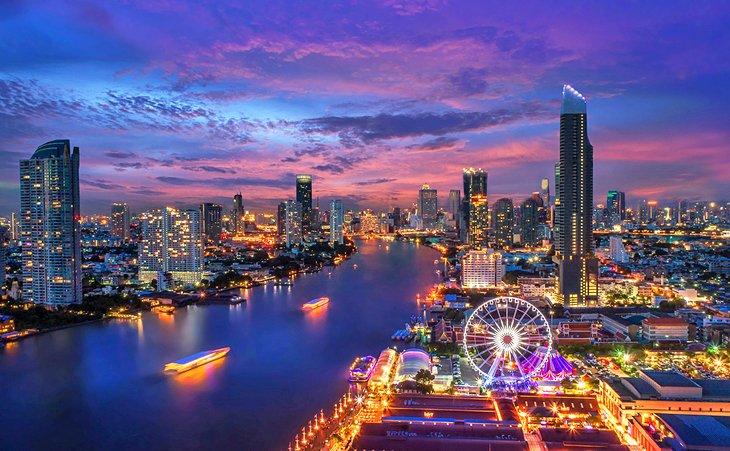 Bangkok Ufer in der Nacht