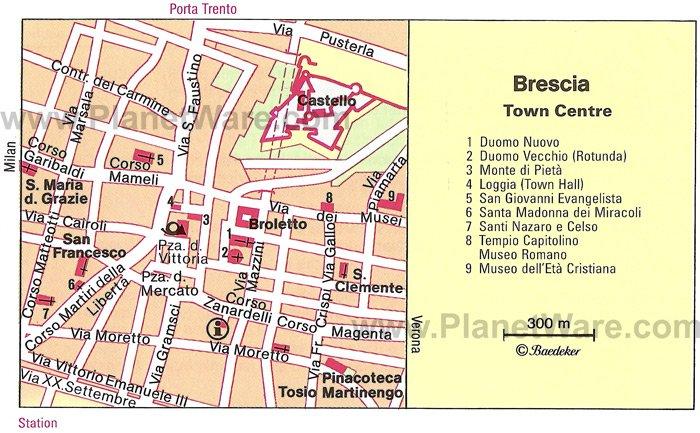Mapa de Brescia - Atracciones Turísticas