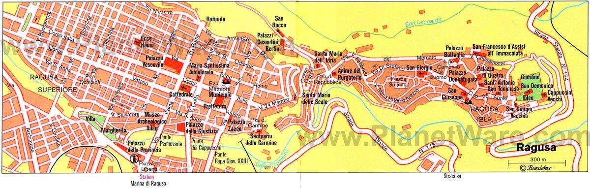 Mapa de Ragusa - Atracciones Turísticas