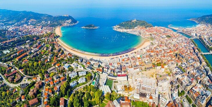Vista aérea de San Sebastián, España
