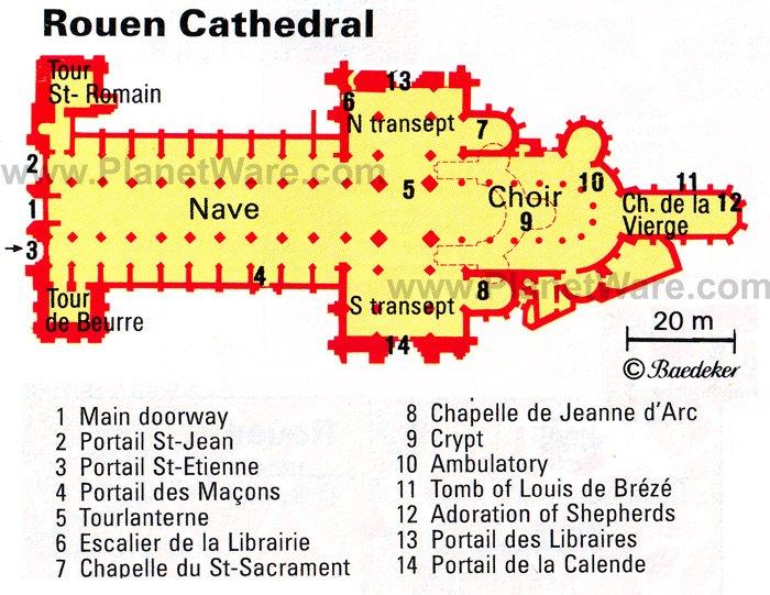 Catedral de Ruan - Mapa de planta