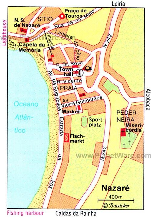 Mapa de Nazare - Atracciones Turísticas