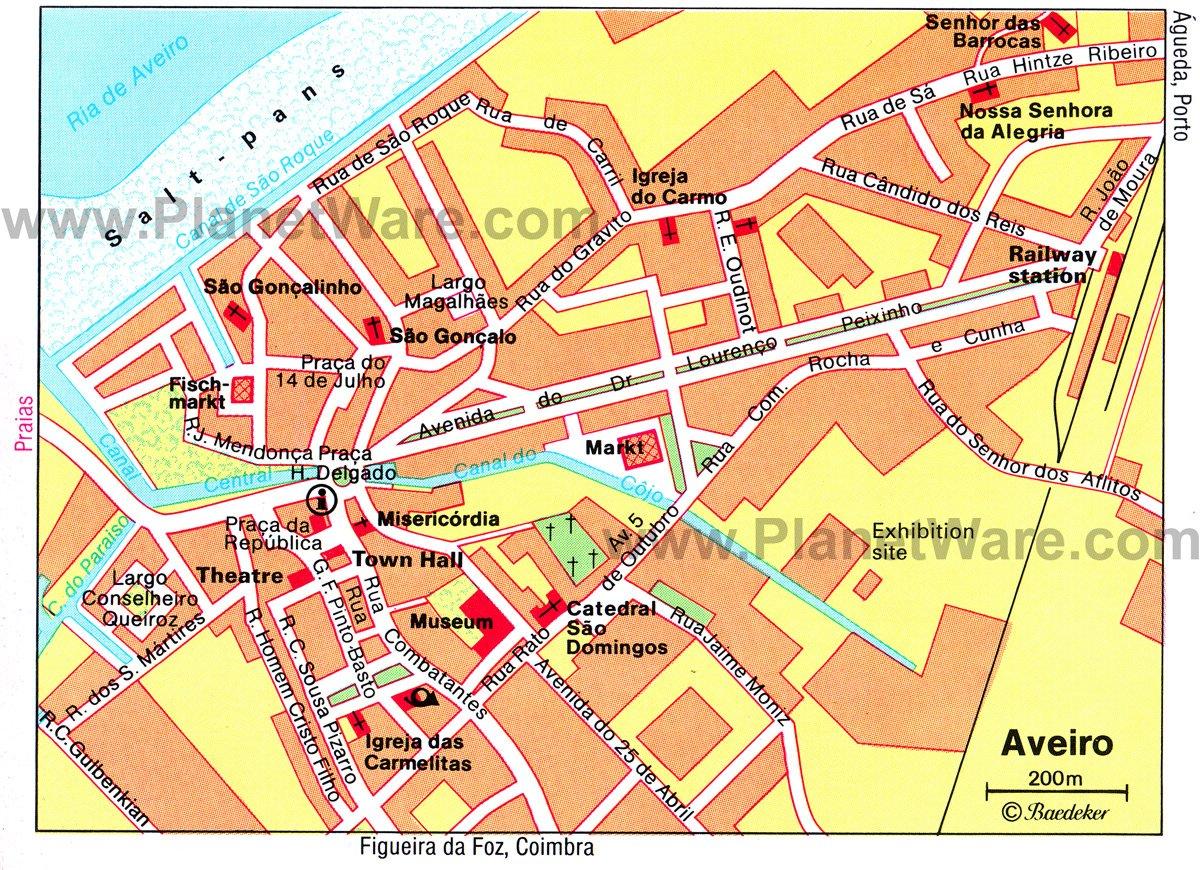 Mapa de Aveiro - Atracciones Turísticas