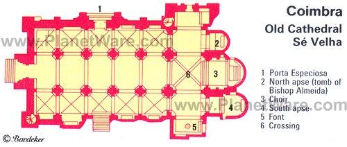 Coimbra - Catedral Vieja - Mapa del plano de planta