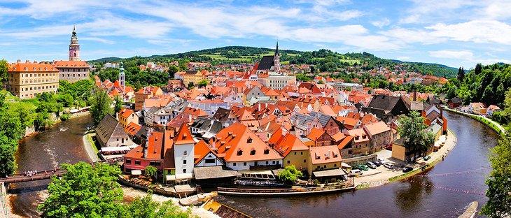 Vista panorámica del casco antiguo de Český Krumlov