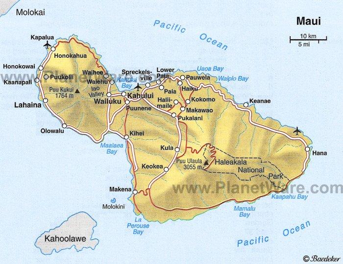 Mapa de Maui - Atracciones Turísticas
