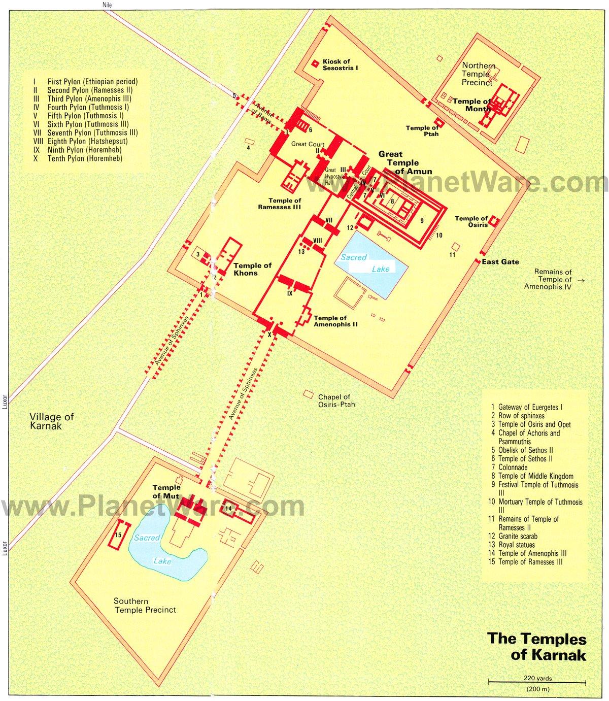 Karnak Tempelkarte - Touristische Attraktionen