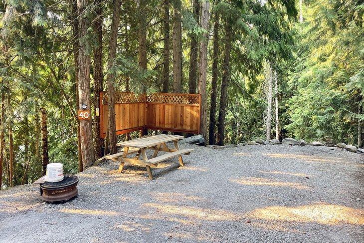 Arrière-plan forestier du site de camping de Cedar Falls