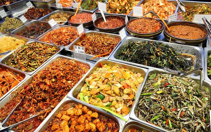 Puesto de comida en el Mercado Gwangjang