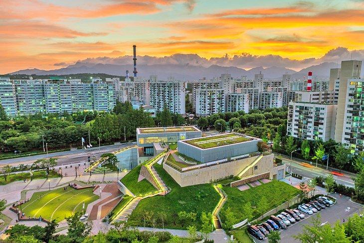 Atardecer sobre el Museo de Arte de Seúl