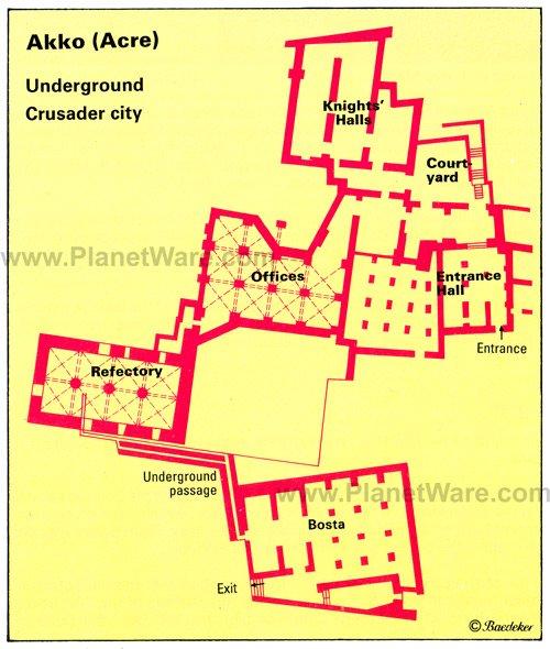 Akko - Ciudad Cruzada Subterránea - Mapa de planta
