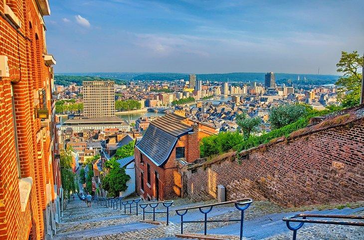 Vue depuis les marches de la Montagne de Bueren