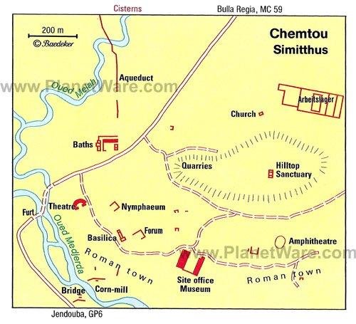 Chemtou-Karte - Touristenattraktionen