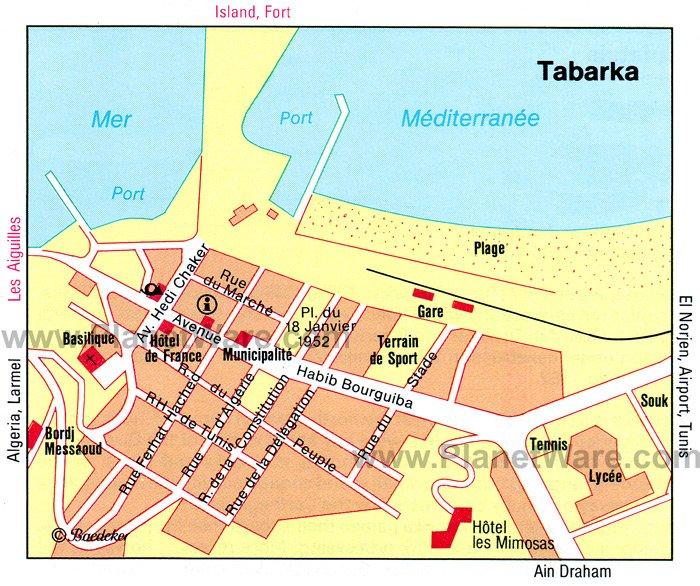 Tabarka-Karte - Touristenattraktionen