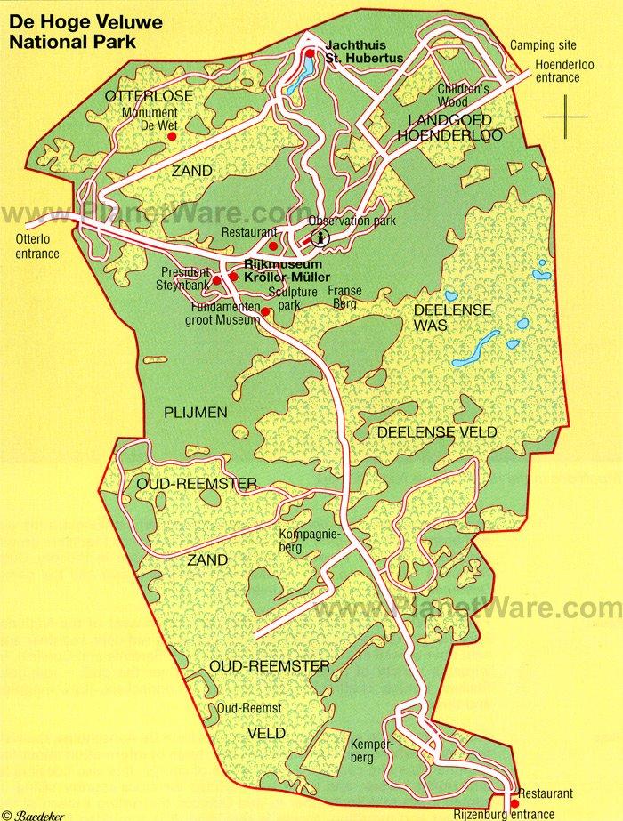 Mapa del Parque Nacional De Hoge Veluwe