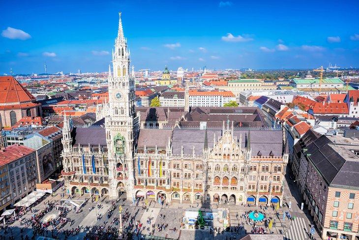 Vista aérea de Marienplatz en Múnich