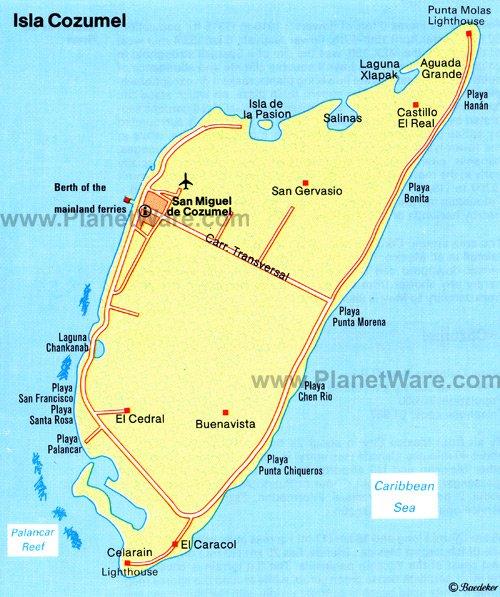 Mapa de Cozumel - Atracciones Turísticas
