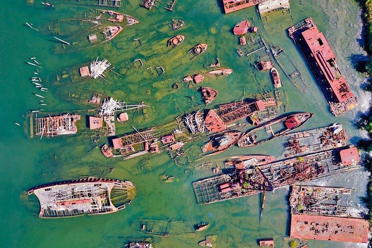 Vista aérea del Cementerio de Barcos de Staten Island