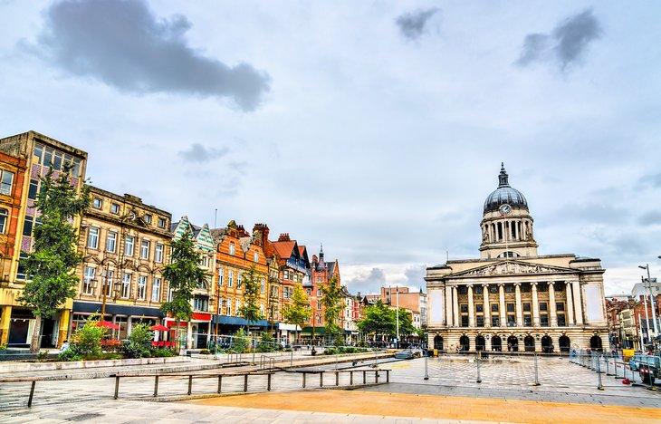 Plaza del Mercado Viejo en Nottingham, Inglaterra