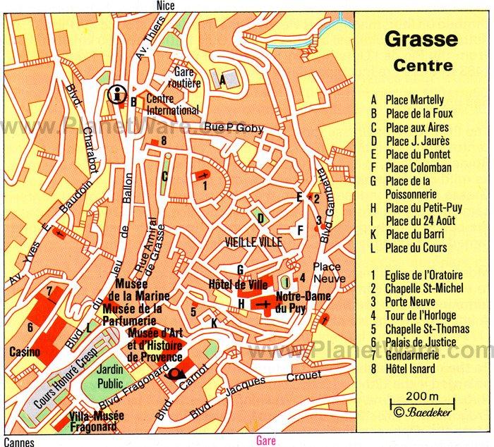 Mapa de Grasse - Atracciones turísticas
