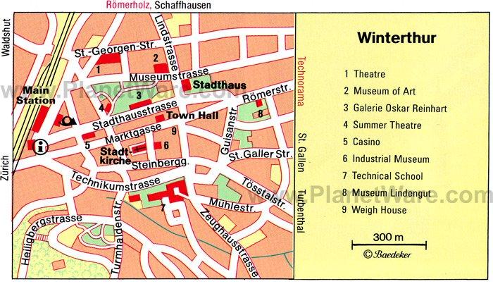 Carte de Winterthur - Attractions Touristiques