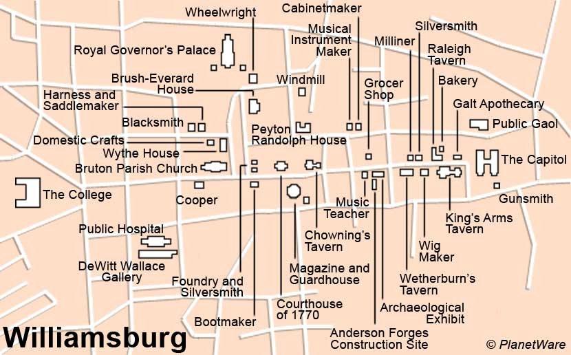 Williamsburg - Plan de la ville